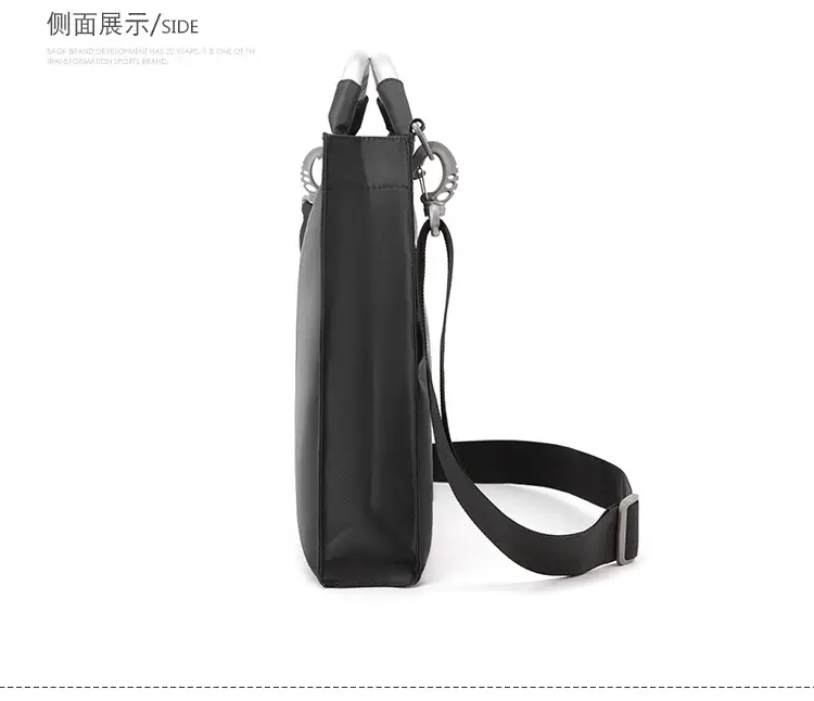 Men's Black Aluminum Nylon Laptop Bag Shoulder Crossbody — feature 15