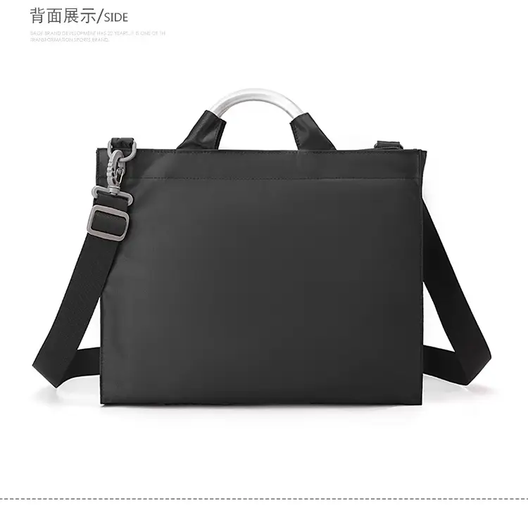 Men's Black Aluminum Nylon Laptop Bag Shoulder Crossbody — feature 16
