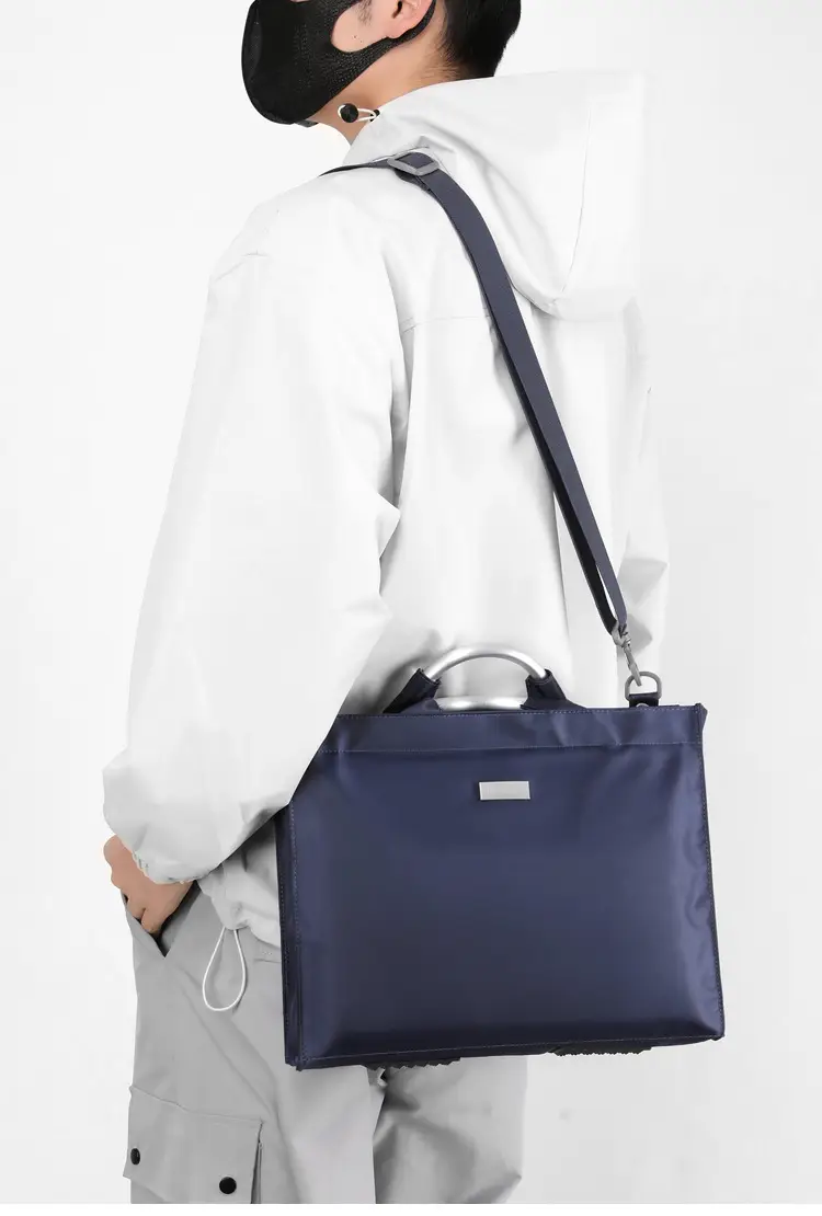 Men's Black Aluminum Nylon Laptop Bag Shoulder Crossbody — feature 20