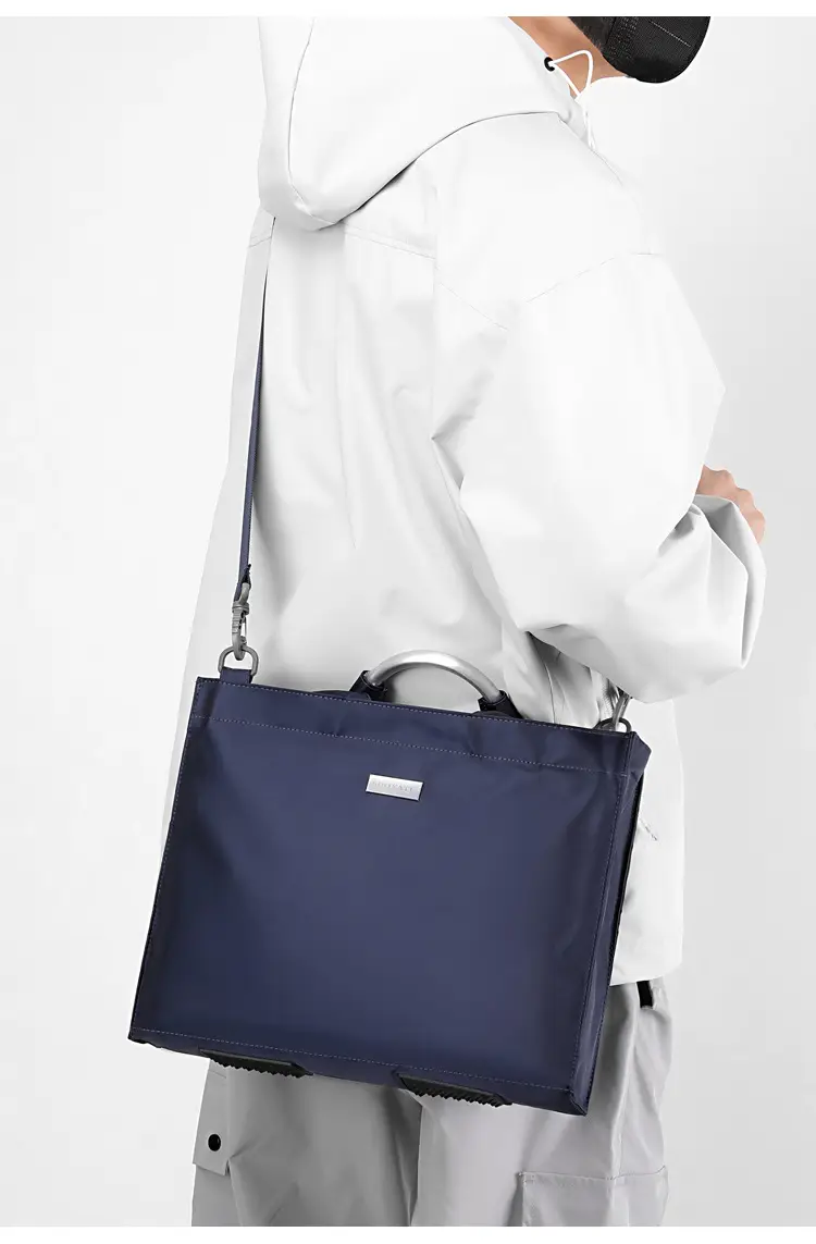 Men's Black Aluminum Nylon Laptop Bag Shoulder Crossbody — feature 21