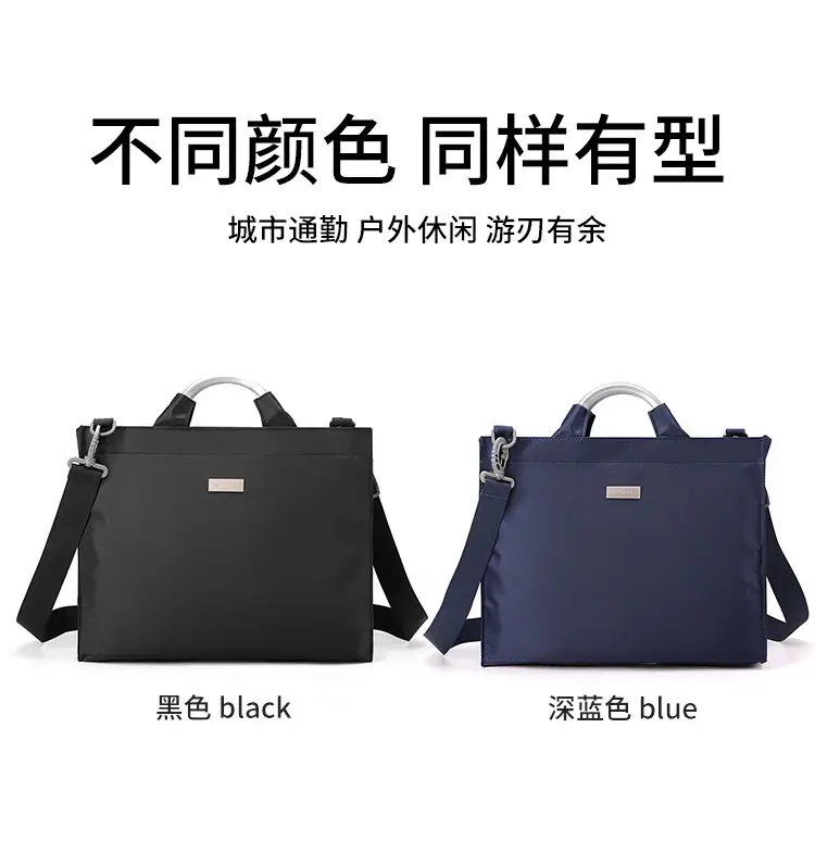 Men's Black Aluminum Nylon Laptop Bag Shoulder Crossbody — feature 5