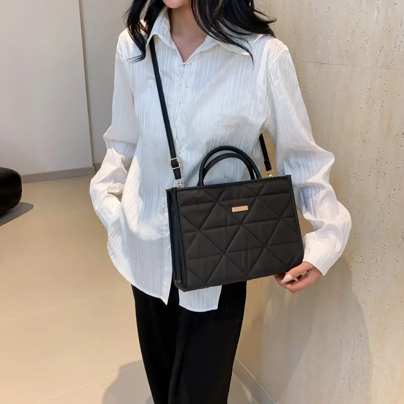 Pink Quilted Women's Large Tote Bag 2024 Spring Summer - Image 6