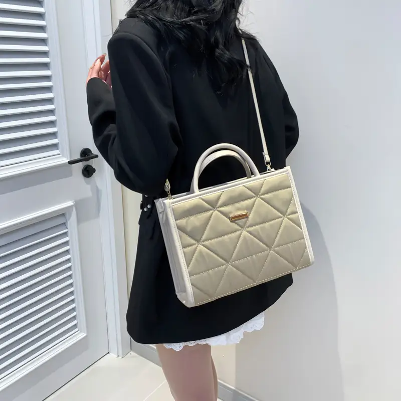 Pink Quilted Women's Large Tote Bag 2024 Spring Summer - Image 7