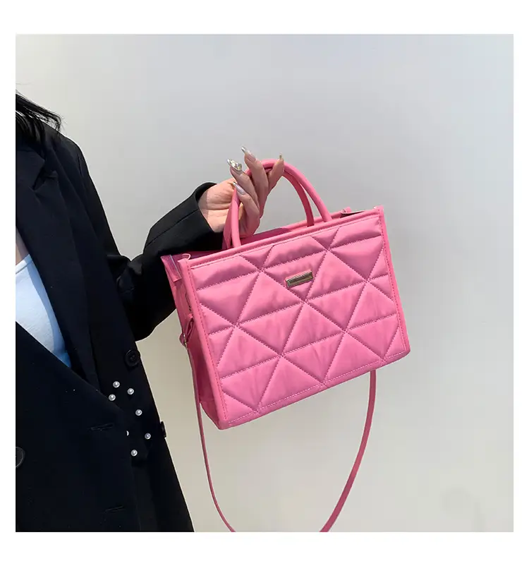 Pink Quilted Women's Large Tote Bag 2024 Spring Summer — feature 16