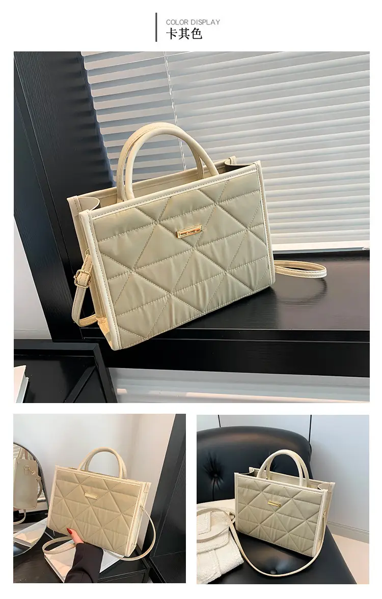 Pink Quilted Women's Large Tote Bag 2024 Spring Summer — feature 23