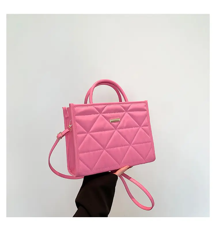 Pink Quilted Women's Large Tote Bag 2024 Spring Summer — feature 27