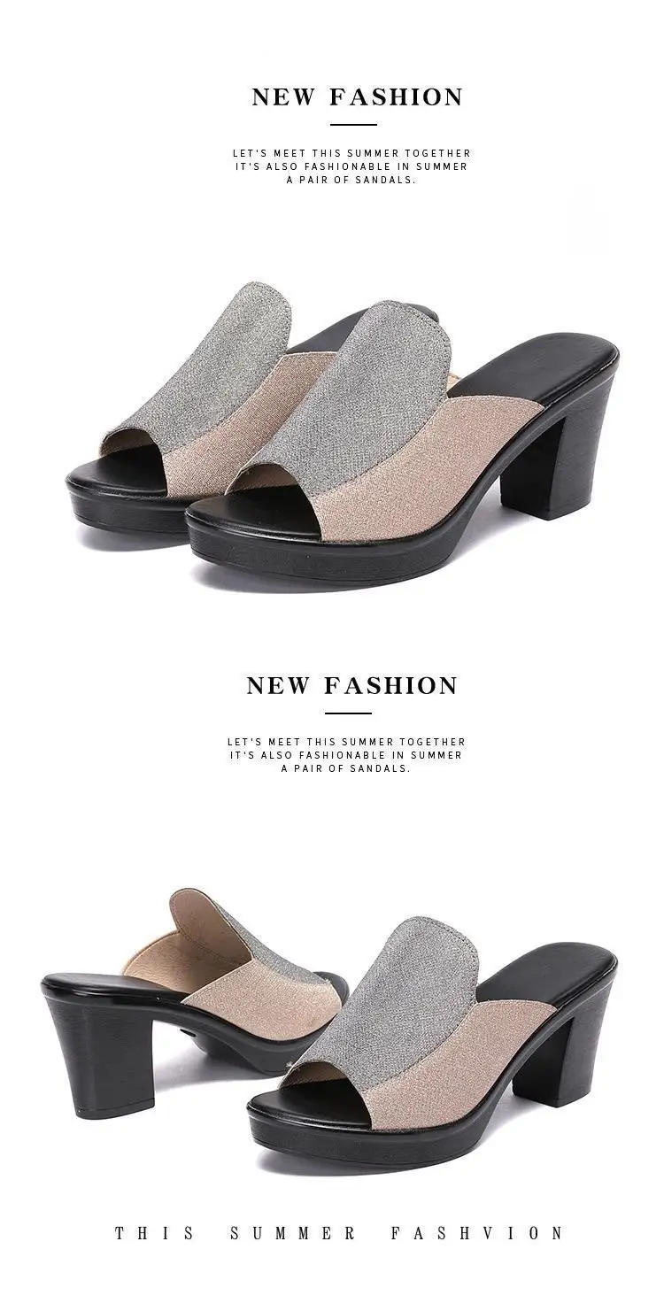 Thick-soled fish-mouth sandals with thick heels for women in 2024 summer new high heels for middle-aged mother sandals — feature 14