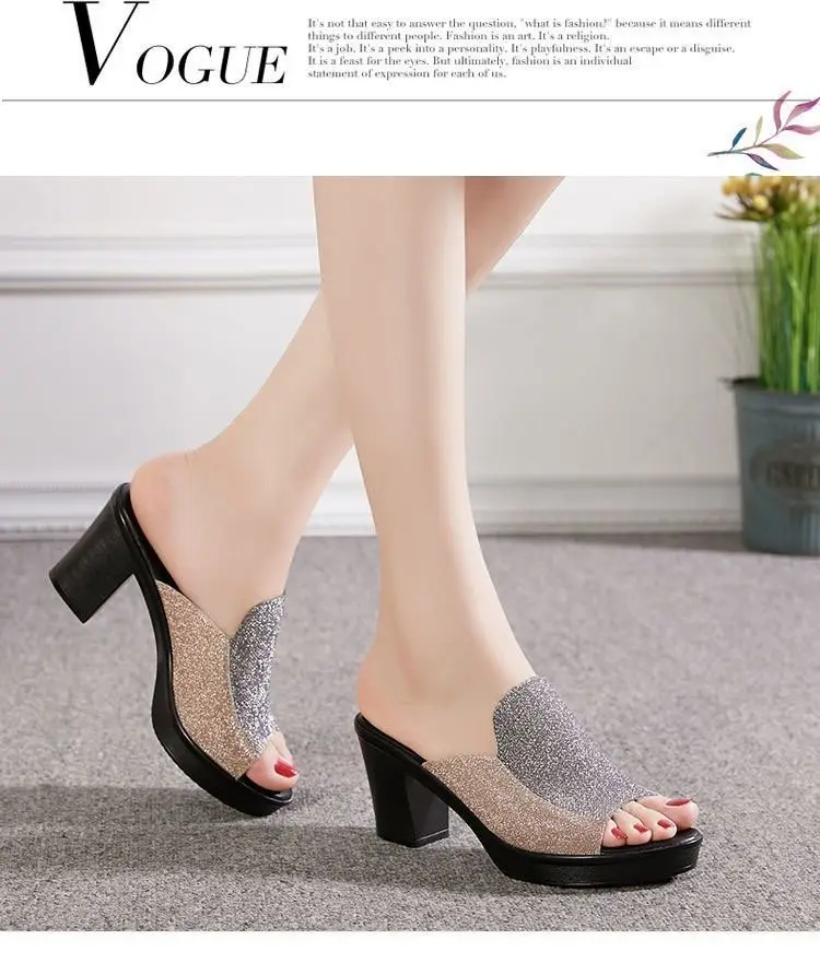 Thick-soled fish-mouth sandals with thick heels for women in 2024 summer new high heels for middle-aged mother sandals — feature 8