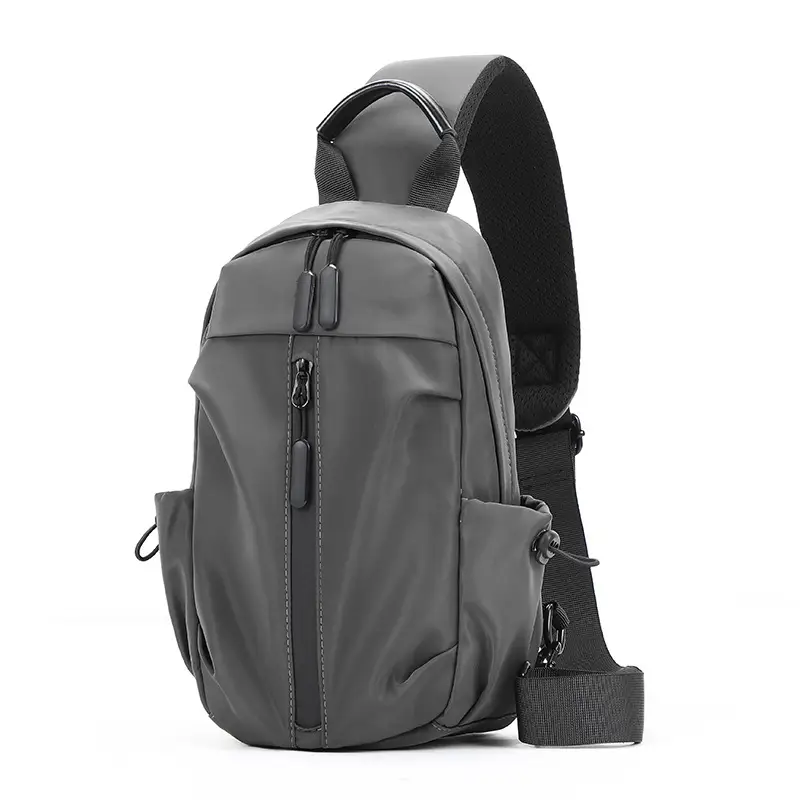 Men's Black Nylon Shoulder Backpack with 3 Pockets