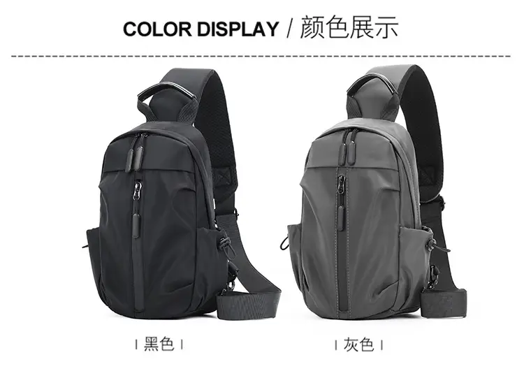 Men's Black Nylon Shoulder Backpack with 3 Pockets — feature 12