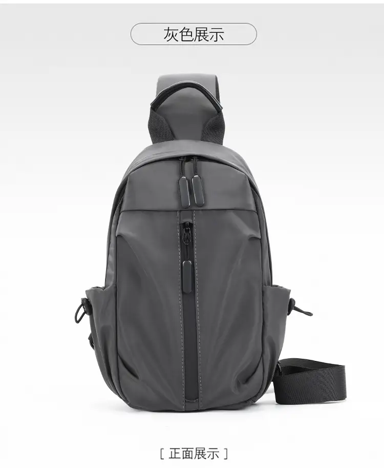 Men's Black Nylon Shoulder Backpack with 3 Pockets — feature 13