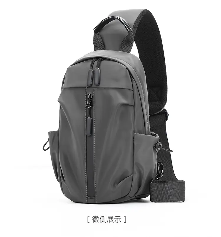 Men's Black Nylon Shoulder Backpack with 3 Pockets — feature 14