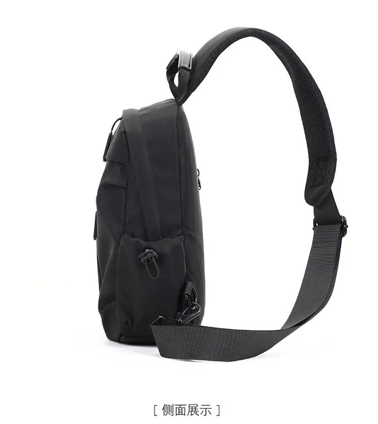 Men's Black Nylon Shoulder Backpack with 3 Pockets — feature 17