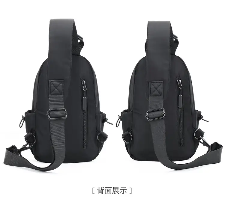Men's Black Nylon Shoulder Backpack with 3 Pockets — feature 18