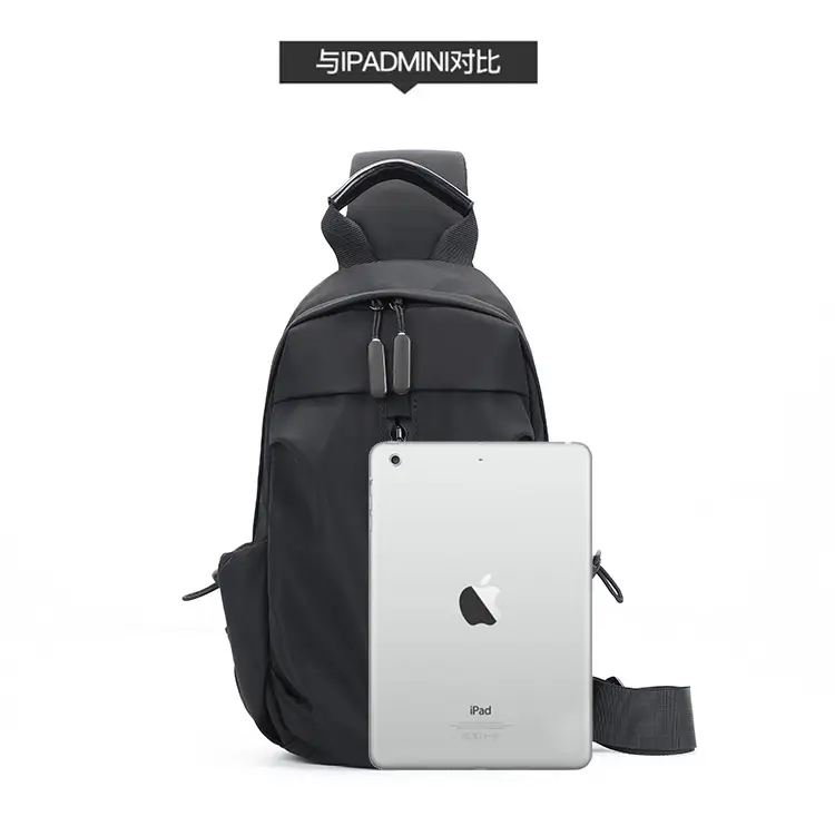 Men's Black Nylon Shoulder Backpack with 3 Pockets — feature 8