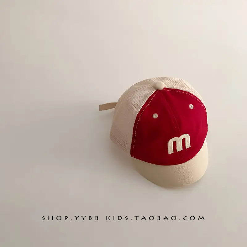 Korean Letter Red White Baseball Cap for Kids - Image 5