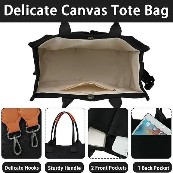 Green Canvas Shoulder Crossbody Tote Bag for Students - Image 8