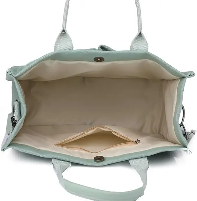 Green Canvas Shoulder Crossbody Tote Bag for Students — feature 11