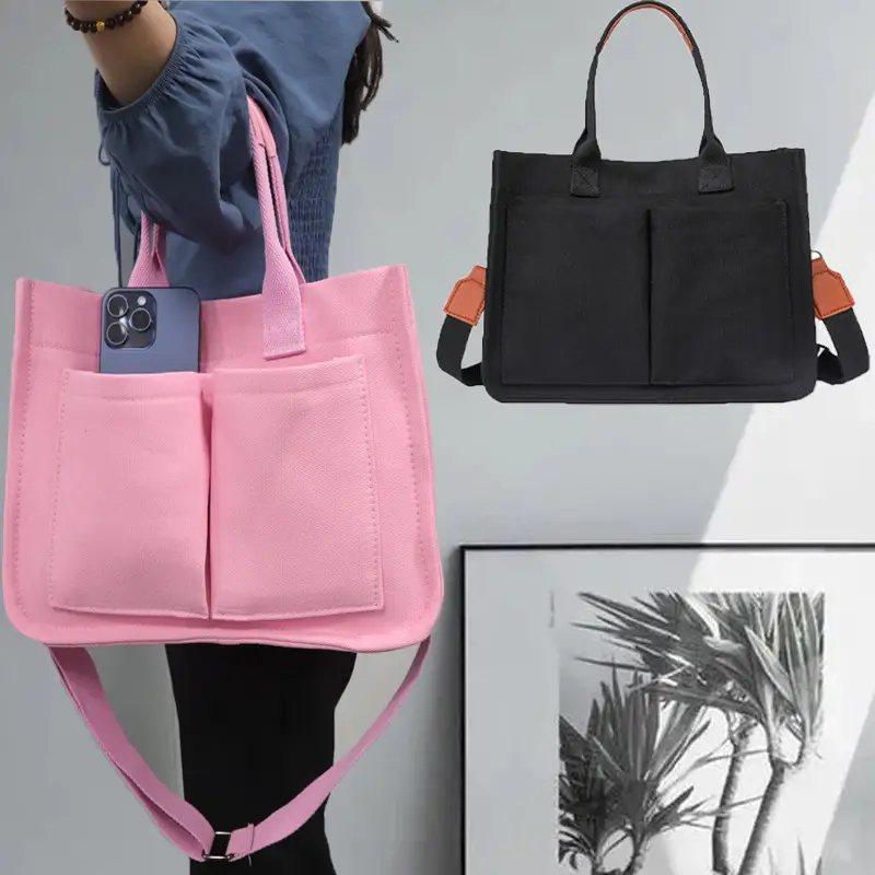 Green Canvas Shoulder Crossbody Tote Bag for Students — feature 12