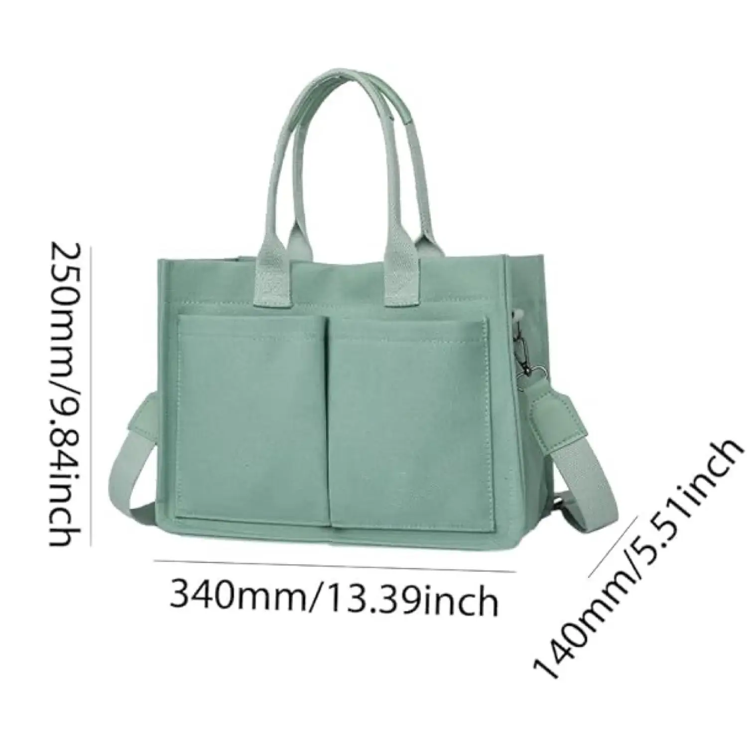 Green Canvas Shoulder Crossbody Tote Bag for Students — feature 4