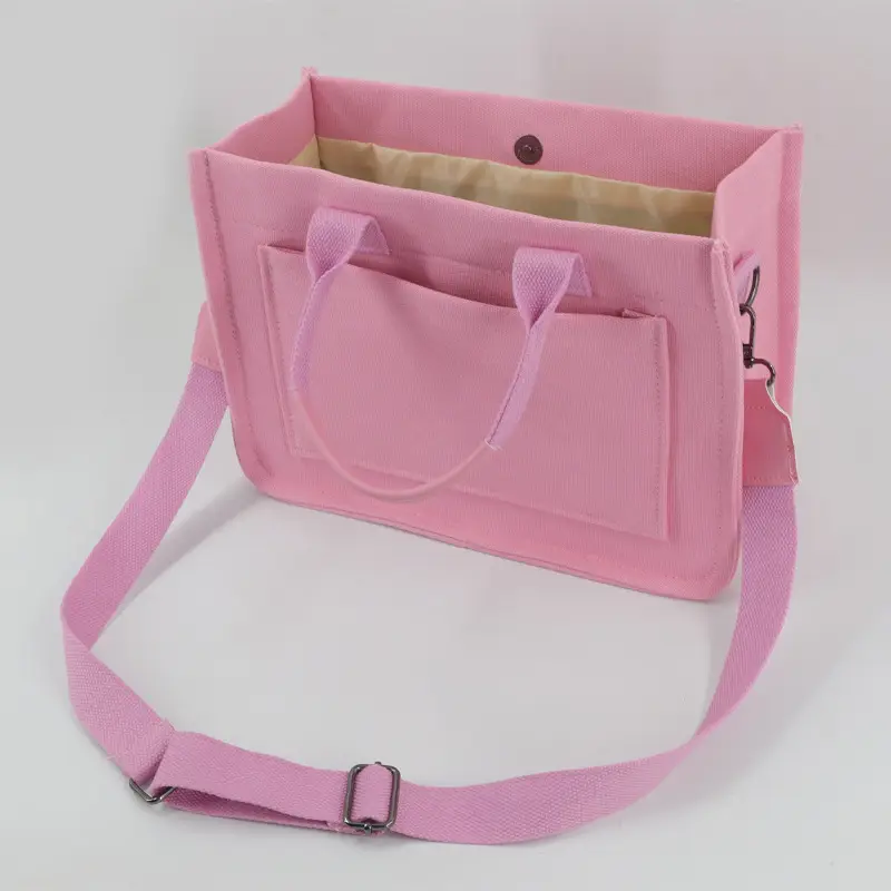 Green Canvas Shoulder Crossbody Tote Bag for Students - Image 5