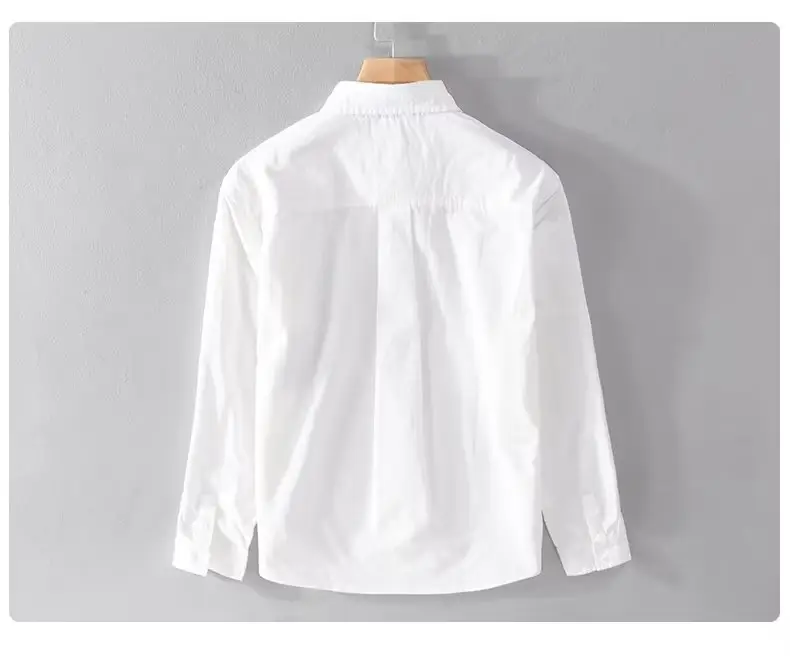 Men's Light Gray Button Shirt with Patch Pocket — feature 7