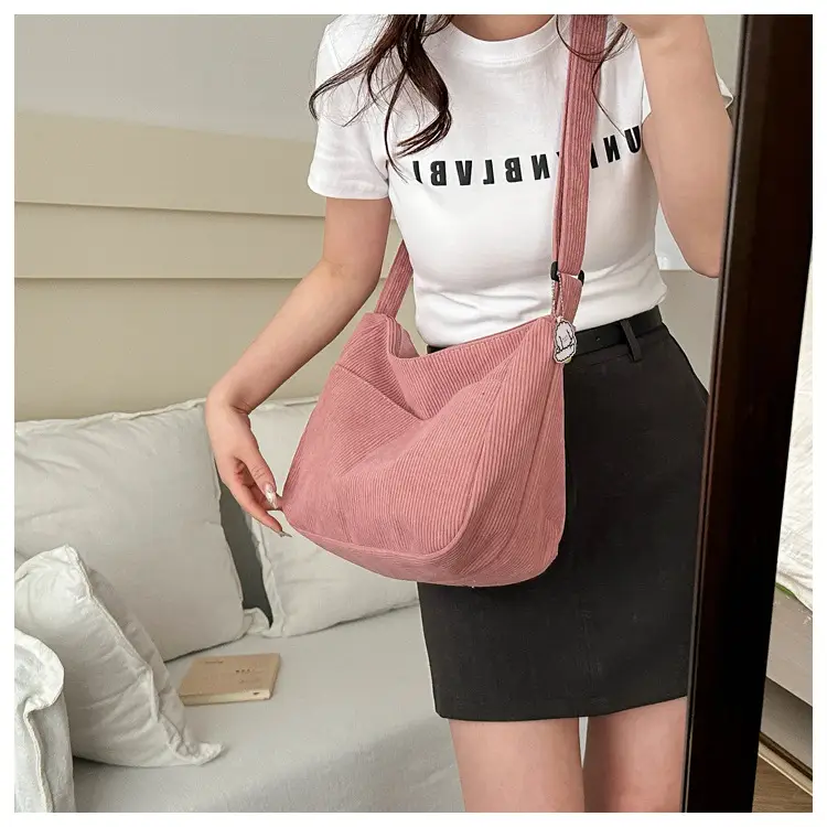 Black Corduroy Shoulder Bag for Women 2025 Spring — feature 17