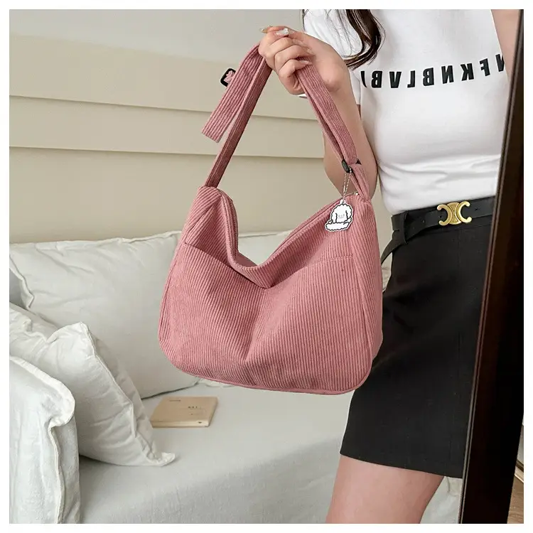 Black Corduroy Shoulder Bag for Women 2025 Spring — feature 18