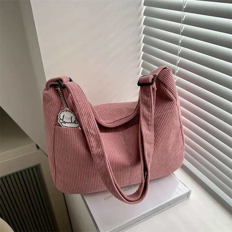 Black Corduroy Shoulder Bag for Women 2025 Spring - Image 6