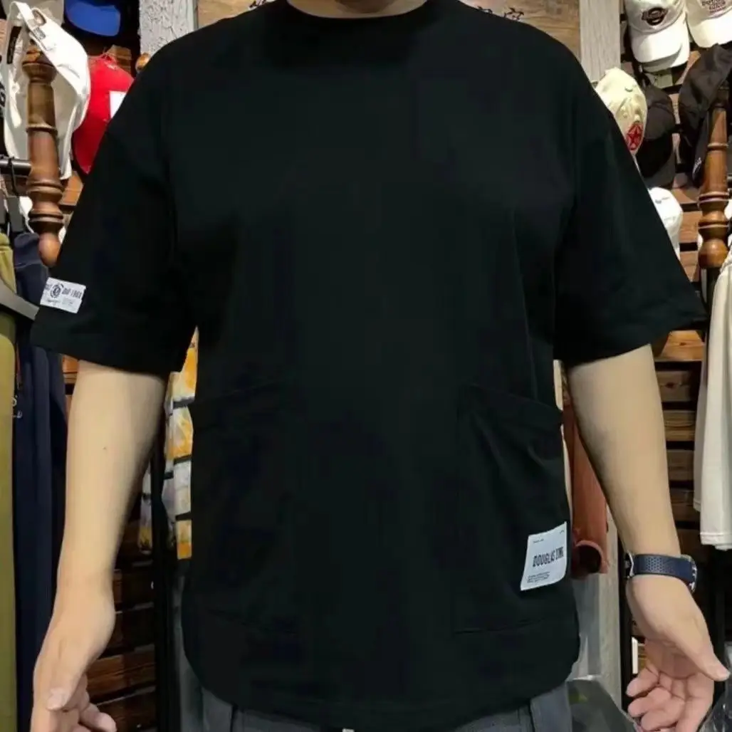 Men Cotton T-Shirt Short Sleeve Loose Fit Brown — feature 3