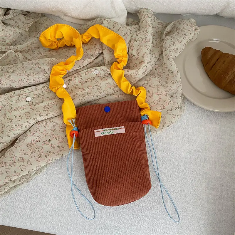 Mini Crossbody Phone Bag for Women Purple Corduroy Design - Image 10