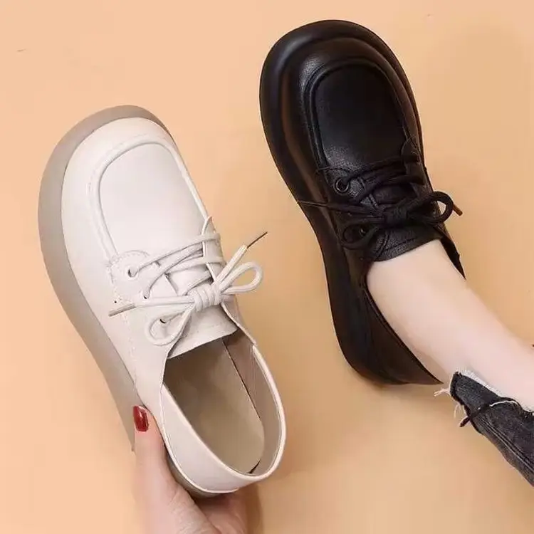 Women's Office Loafers 2024 Spring Lace-Up Soft Sole Single Shoes Women's British Style Two-Way Work Loafers for Commuting - Image 6
