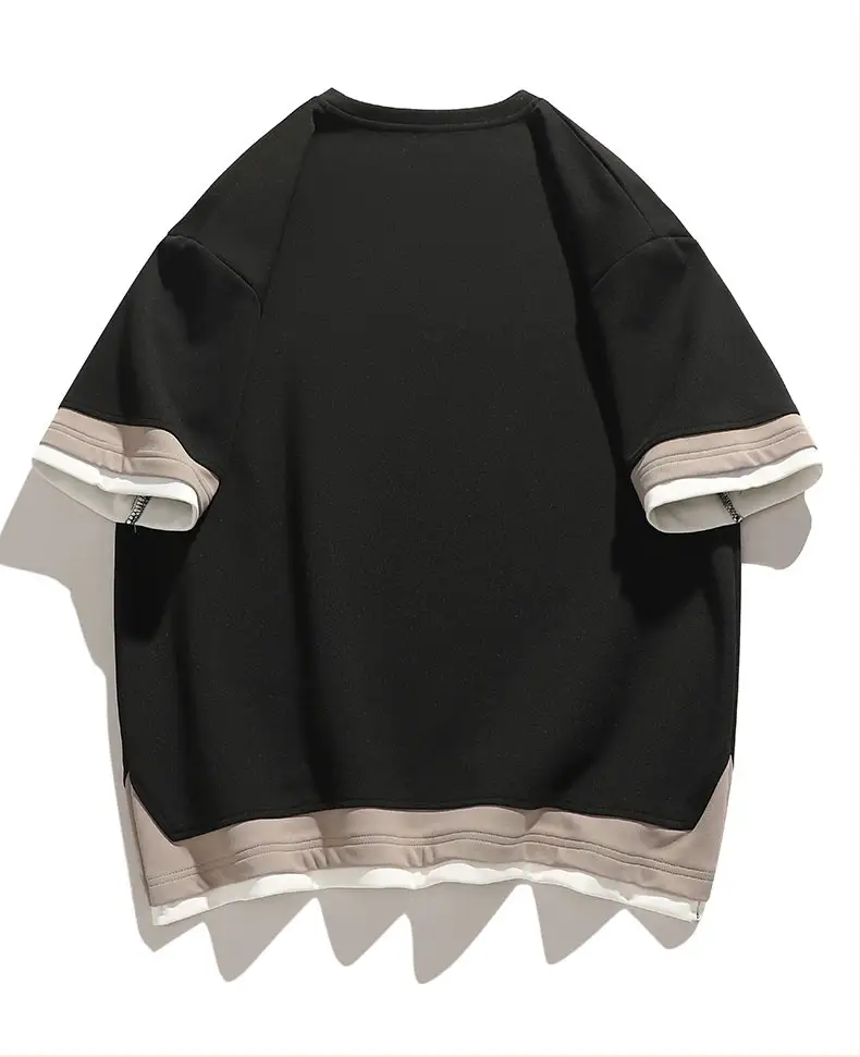 Men Black Loose Sleeve T-Shirt Large Summer Wear — feature 17