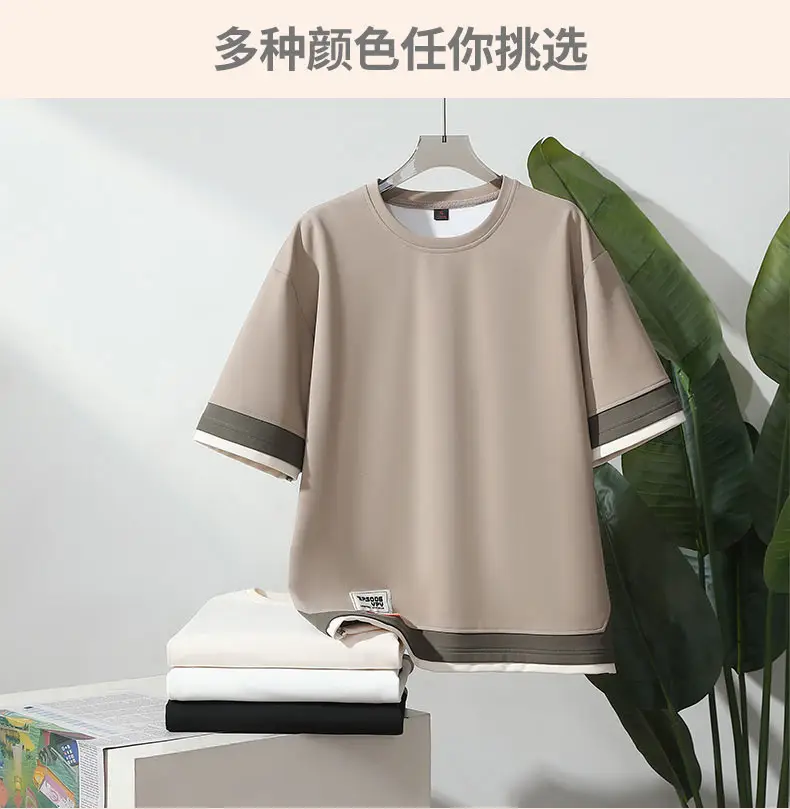 Men Black Loose Sleeve T-Shirt Large Summer Wear — feature 6