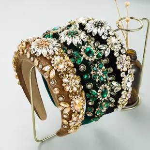 Luxury Rhinestone Hair Bands Wide Bristle Pressed High-end Accessories — feature 15