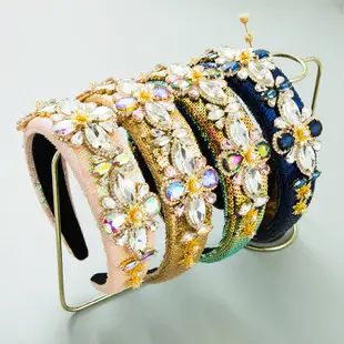 Luxury Rhinestone Hair Bands Wide Bristle Pressed High-end Accessories — feature 17