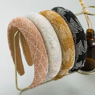 Luxury Rhinestone Hair Bands Wide Bristle Pressed High-end Accessories — feature 7