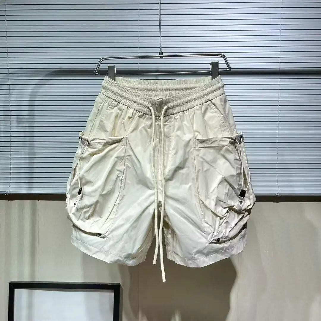 Men's Summer Cargo Shorts Cream Large Pocket Drawstring Waist - Image 18