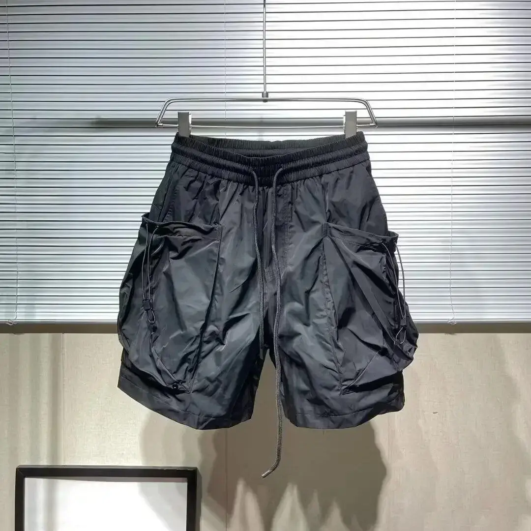Men's Summer Cargo Shorts Cream Large Pocket Drawstring Waist - Image 4