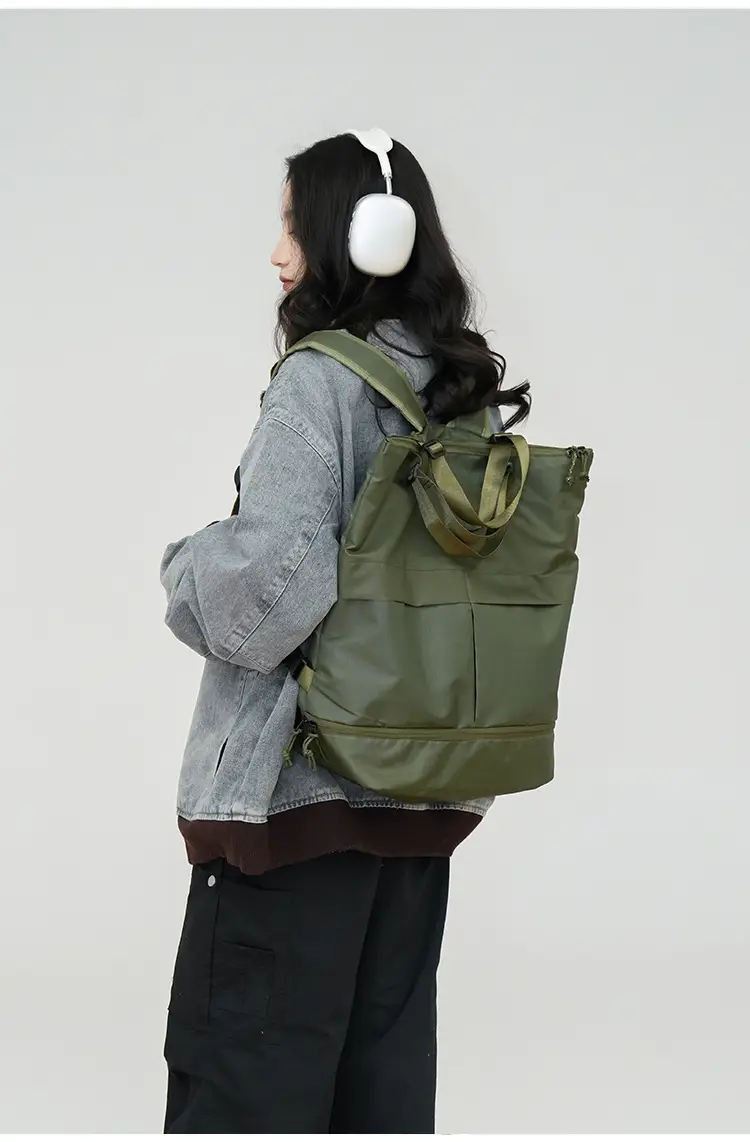 Men's Green Nylon Shoulder Backpack Large Capacity — feature 10