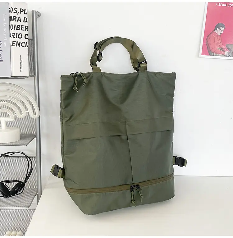 Men's Green Nylon Shoulder Backpack Large Capacity — feature 26