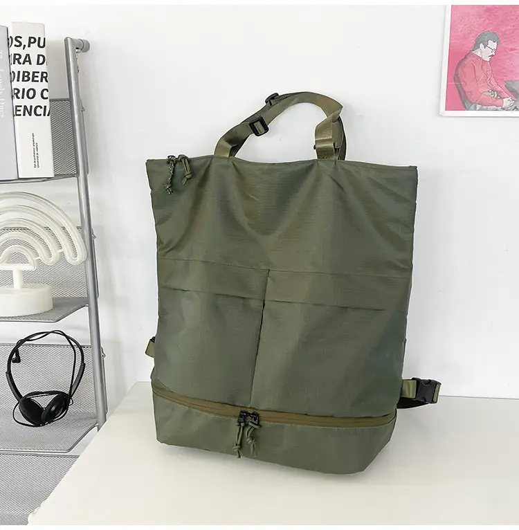 Men's Green Nylon Shoulder Backpack Large Capacity — feature 28