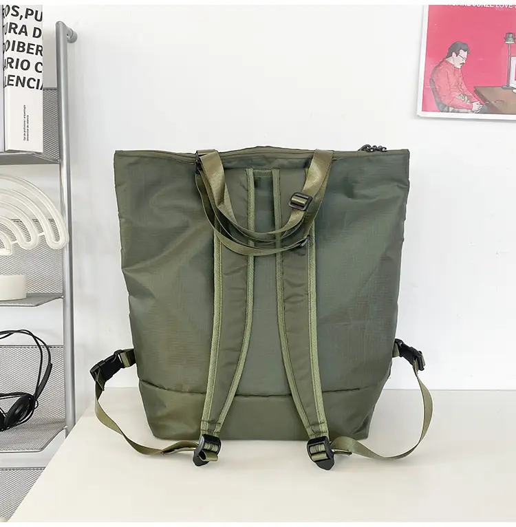Men's Green Nylon Shoulder Backpack Large Capacity — feature 30