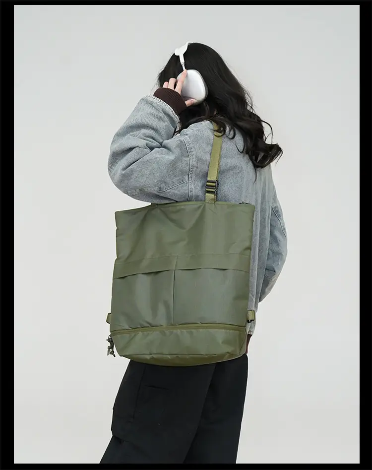 Men's Green Nylon Shoulder Backpack Large Capacity — feature 9
