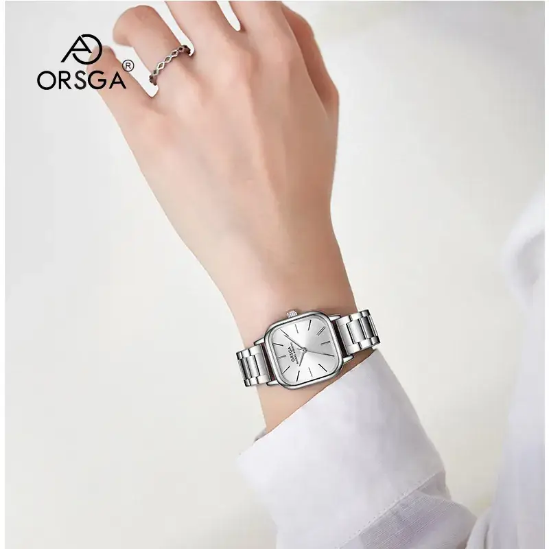 Oshga Women's Green Square Watch Quartz Stainless Steel - Image 7