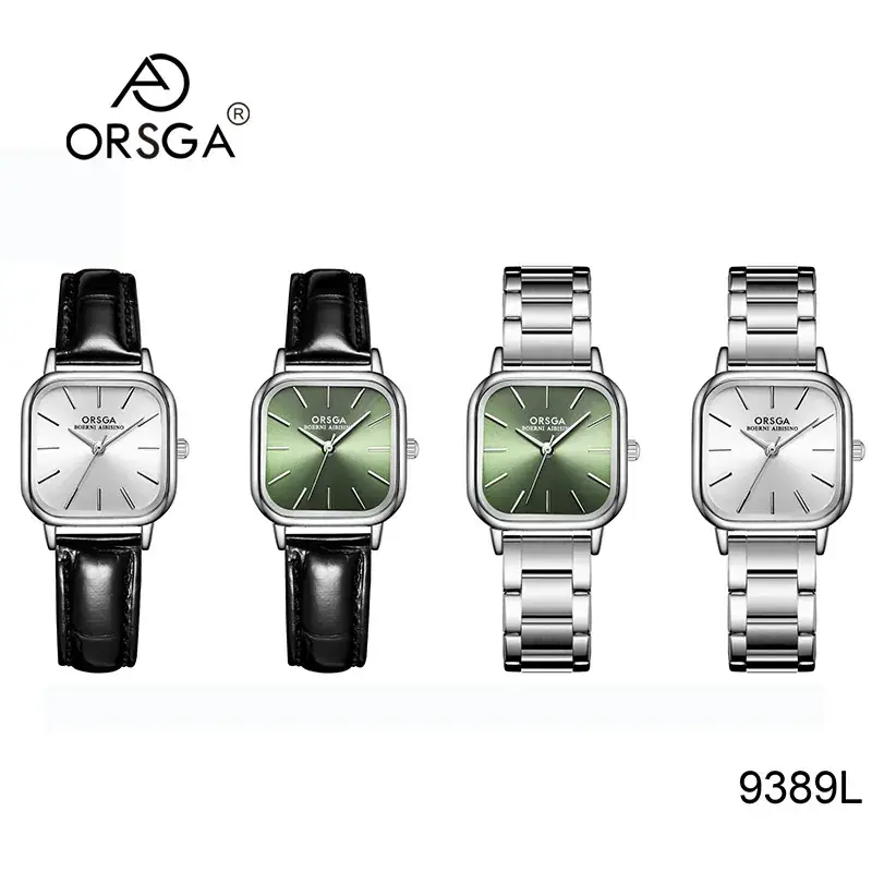 Oshga Women's Green Square Watch Quartz Stainless Steel - Image 8