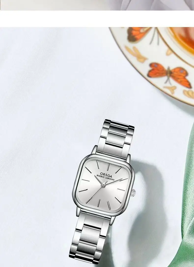Oshga Women's Green Square Watch Quartz Stainless Steel — feature 11