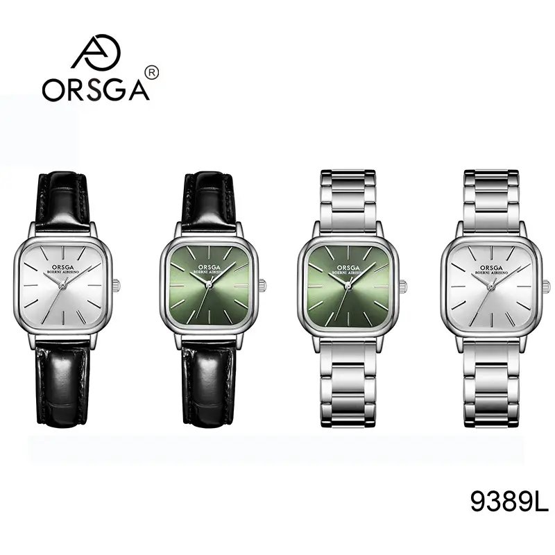 Oshga Women's Green Square Watch Quartz Stainless Steel — feature 3