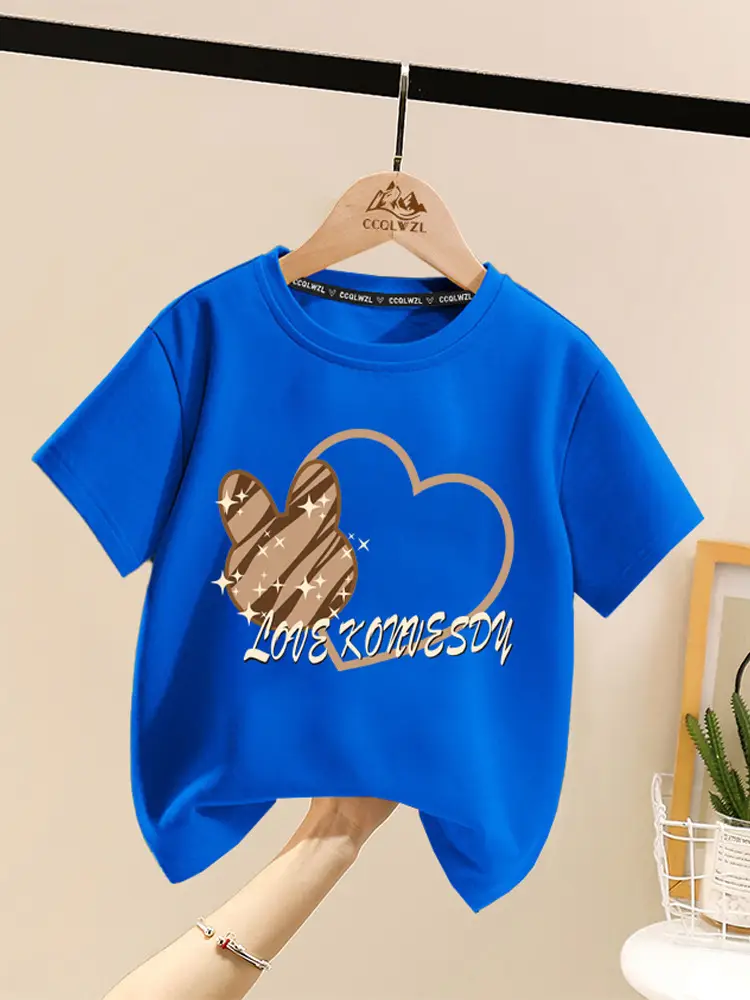 Boys Cotton Heart Print Summer T-Shirt White - Image 10