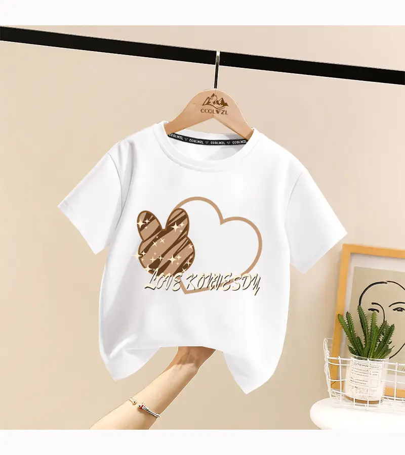 Boys Cotton Heart Print Summer T-Shirt White — feature 11